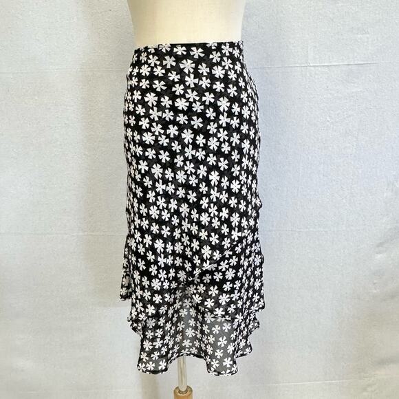Vintage Y2k Soft Works Petites black & white  layered knee length skirt size 2 - Picture 1 of 15